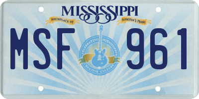 MS license plate MSF961