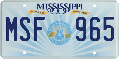 MS license plate MSF965