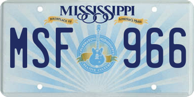 MS license plate MSF966