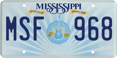 MS license plate MSF968