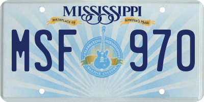 MS license plate MSF970