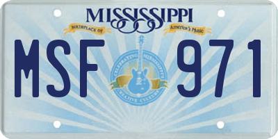 MS license plate MSF971