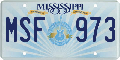 MS license plate MSF973