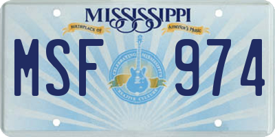 MS license plate MSF974