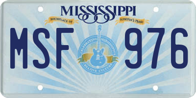 MS license plate MSF976