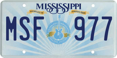 MS license plate MSF977