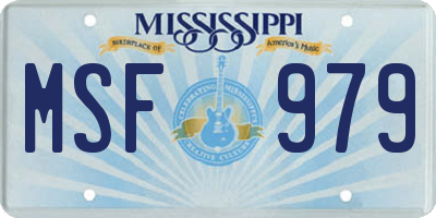 MS license plate MSF979