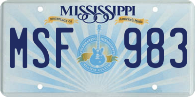 MS license plate MSF983