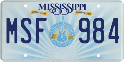 MS license plate MSF984