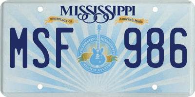 MS license plate MSF986