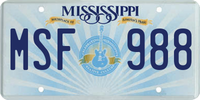 MS license plate MSF988