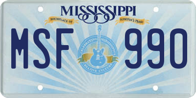 MS license plate MSF990