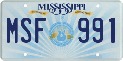 MS license plate MSF991