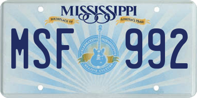 MS license plate MSF992
