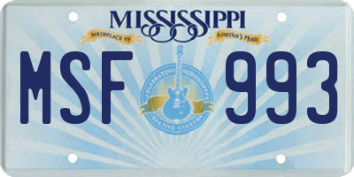 MS license plate MSF993