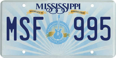 MS license plate MSF995