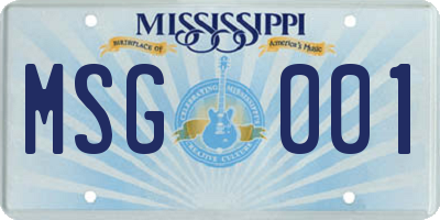MS license plate MSG001