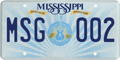 MS license plate MSG002
