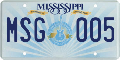 MS license plate MSG005