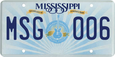 MS license plate MSG006