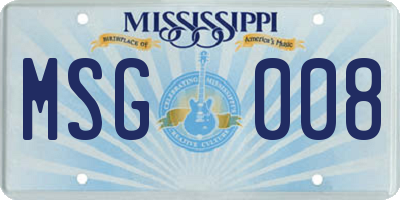 MS license plate MSG008