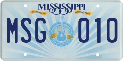 MS license plate MSG010