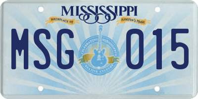 MS license plate MSG015