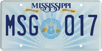 MS license plate MSG017