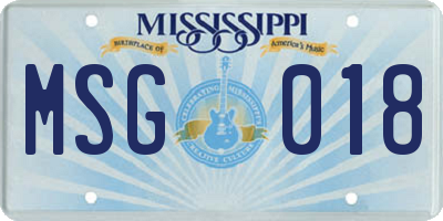 MS license plate MSG018