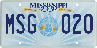 MS license plate MSG020