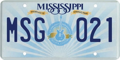 MS license plate MSG021