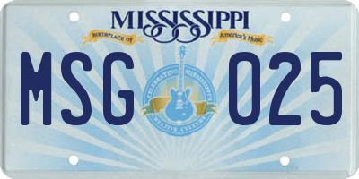 MS license plate MSG025
