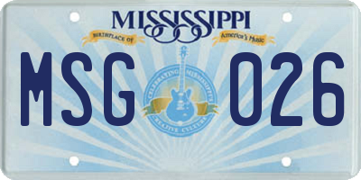 MS license plate MSG026