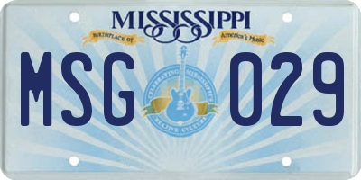 MS license plate MSG029