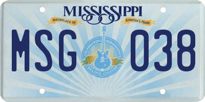 MS license plate MSG038