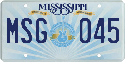 MS license plate MSG045
