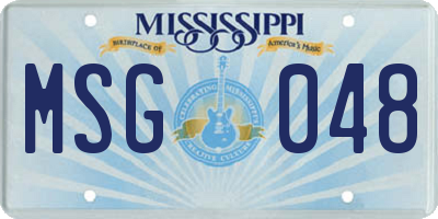 MS license plate MSG048