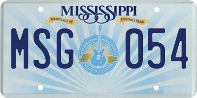 MS license plate MSG054