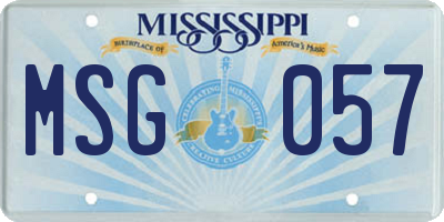 MS license plate MSG057