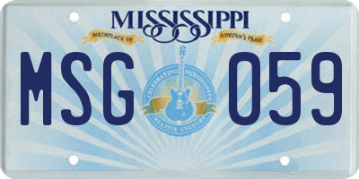 MS license plate MSG059
