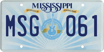 MS license plate MSG061