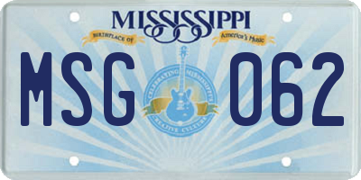 MS license plate MSG062