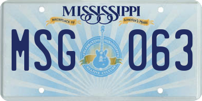 MS license plate MSG063