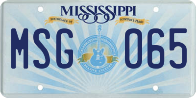 MS license plate MSG065