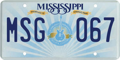 MS license plate MSG067