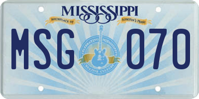 MS license plate MSG070