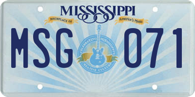 MS license plate MSG071