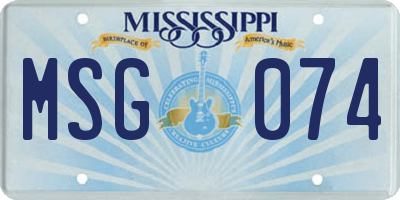 MS license plate MSG074