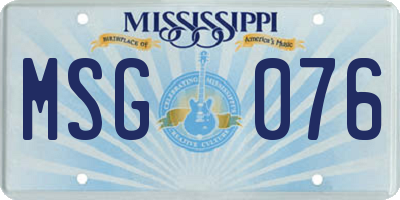 MS license plate MSG076