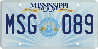 MS license plate MSG089